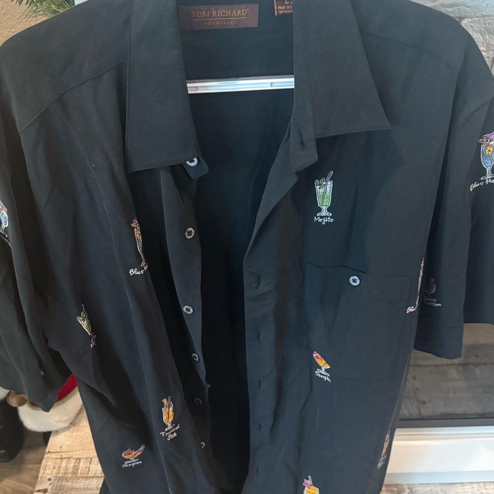 Tori Richard Men’s Short Sleeve Black Cocktail Shirt